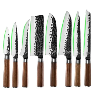 Santoku hammered Japanese Kitchen Knife High Carbon Steel with Sheath/Sold Separate